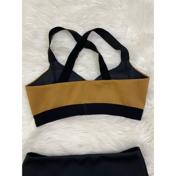 Tan + Lines Sivan Sunset Sports Bra & Los Feliz Bike Shorts Set Black/Bronze Med - Picture 7 of 9